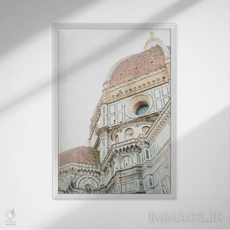 تابلو دکوراتیو Florence, Italy,گنبد کلیسای جامع دومو، فلورانس، ایتال… اثر لاولی لیتل هوم کو - نمای قابدار سفید