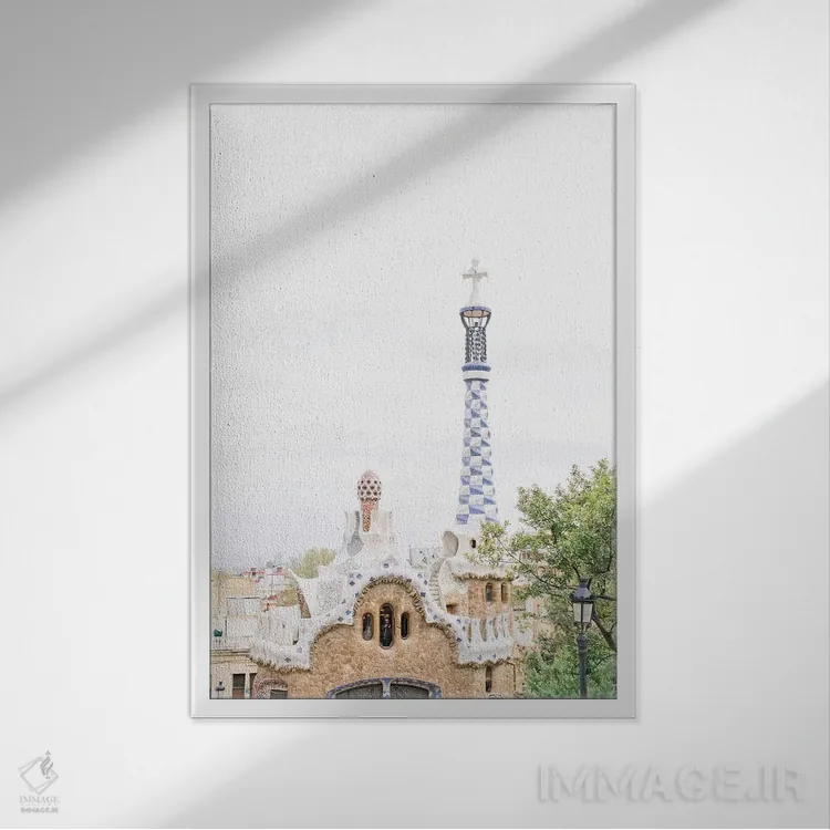 تابلو دکوراتیو Park Güell, Barcelona, Spain,آثار گائودی، پارک گوئل… اثر لاولی لیتل هوم کو - نمای قابدار سفید