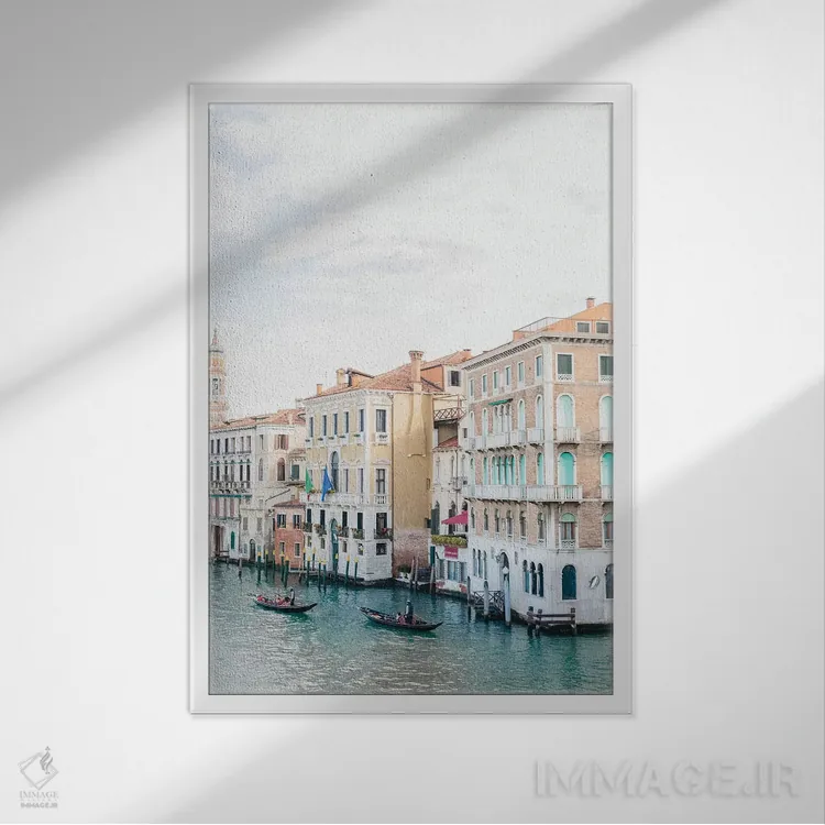تابلو دکوراتیو Venice, Italy,گوندولاها کنار کانال، ونیز، ایتالیا اثر لاولی لیتل هوم کو - نمای قابدار سفید