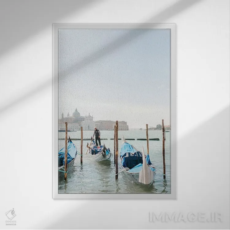 تابلو دکوراتیو Venice, Italy,گوندولاها، ونیز، ایتالیا اثر لاولی لیتل هوم کو - نمای قابدار سفید