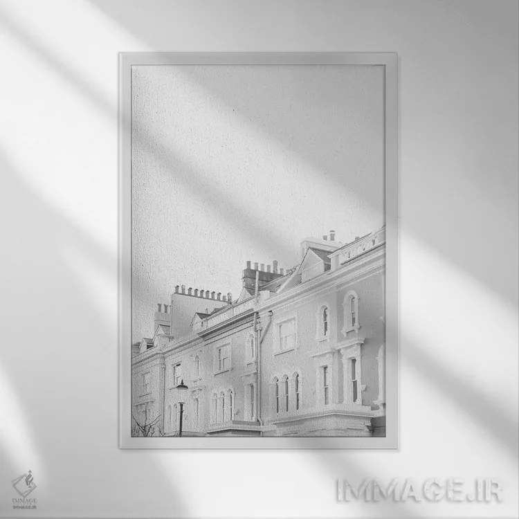 تابلو دکوراتیو London, England In Black & White,پشت بام های ناتینگ ه… اثر لاولی لیتل هوم کو - نمای قابدار سفید