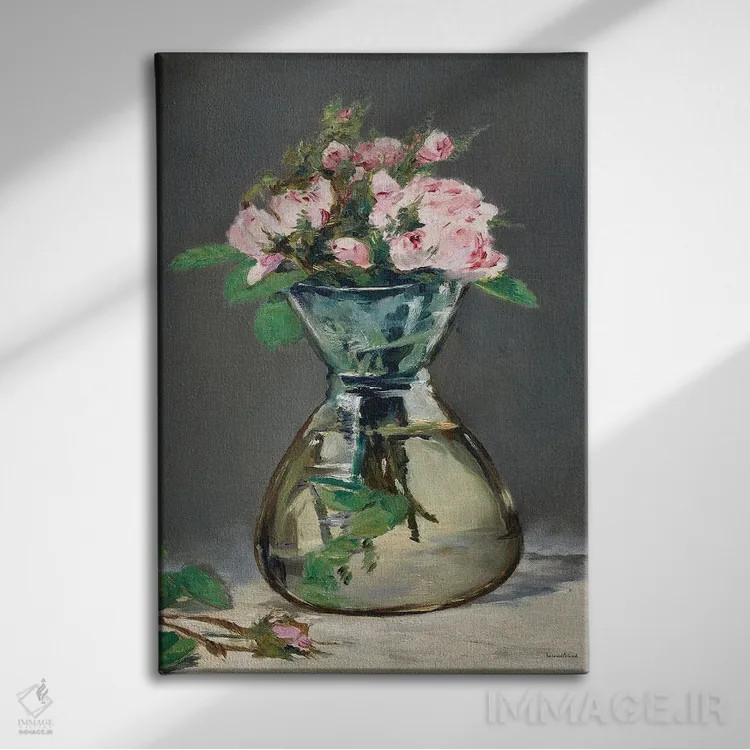 تابلو دکوراتیو رزهای صورتی آبرنگی اثر لترد اند لایند - نمای روبهرو روی دیوار