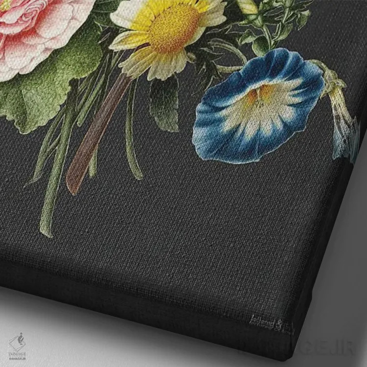 تابلو دکوراتیو دسته گل قدیمی اثر لترد اند لایند - نمای نزدیک بافت بوم