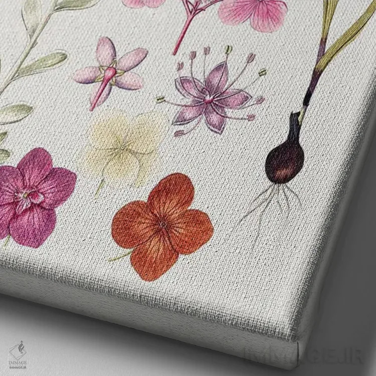 تابلو دکوراتیو مطالعه شکوفه های قدیمی اثر لترد اند لایند - نمای نزدیک بافت بوم