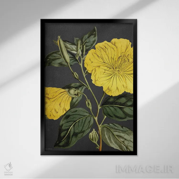 تابلو دکوراتیو پیچک زرد اثر لترد اند لایند - نمای قابدار مشکی