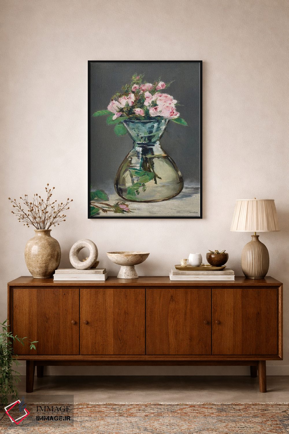 تابلو دکوراتیو رزهای صورتی آبرنگی اثر لترد اند لایند - D2B