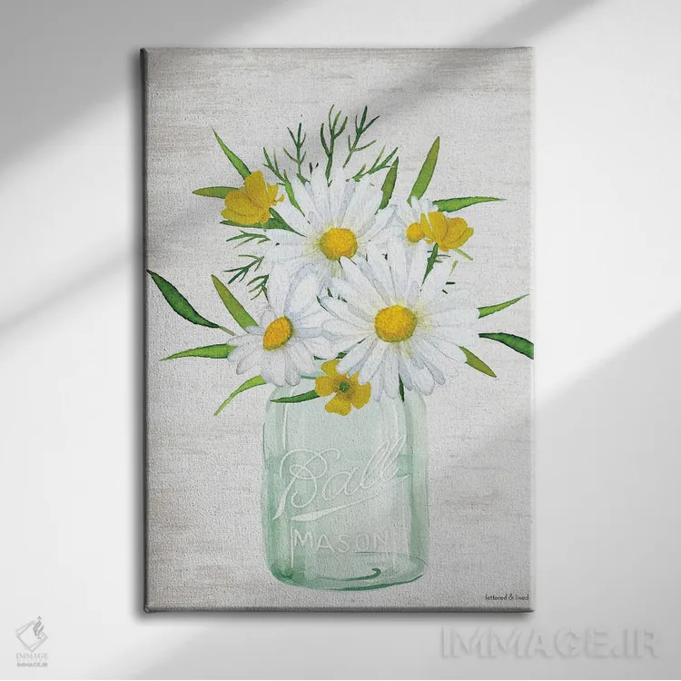 تابلو مدرن دسته گل گل ها III اثر لترد اند لایند - نمای روبهرو روی دیوار