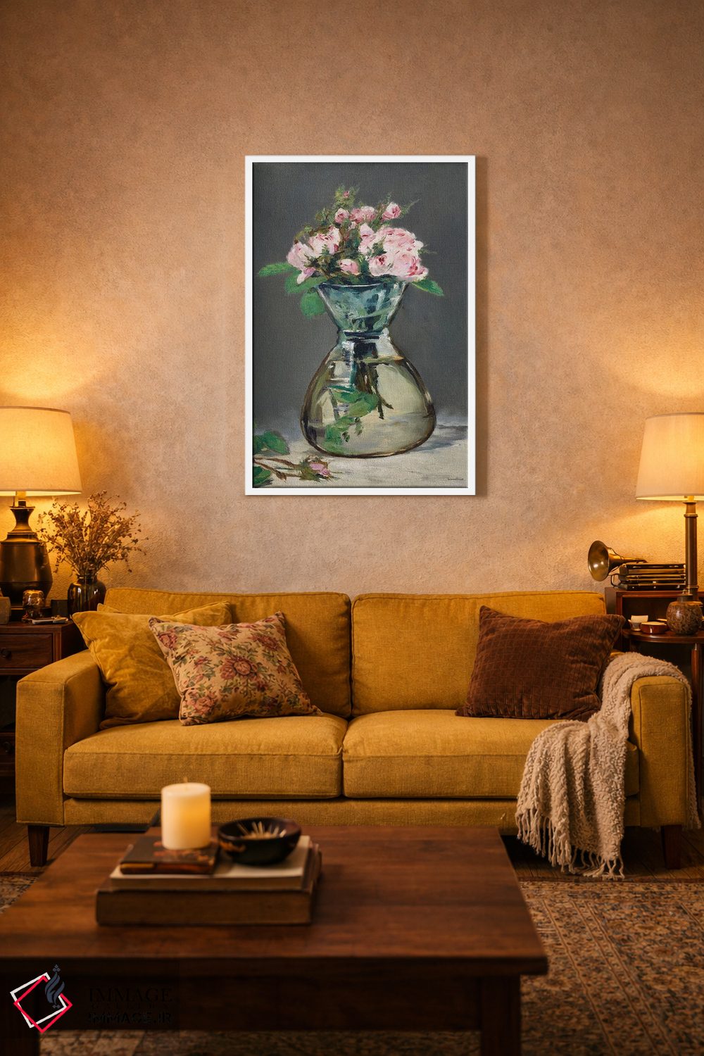 تابلو دکوراتیو رزهای صورتی آبرنگی اثر لترد اند لایند - D3W