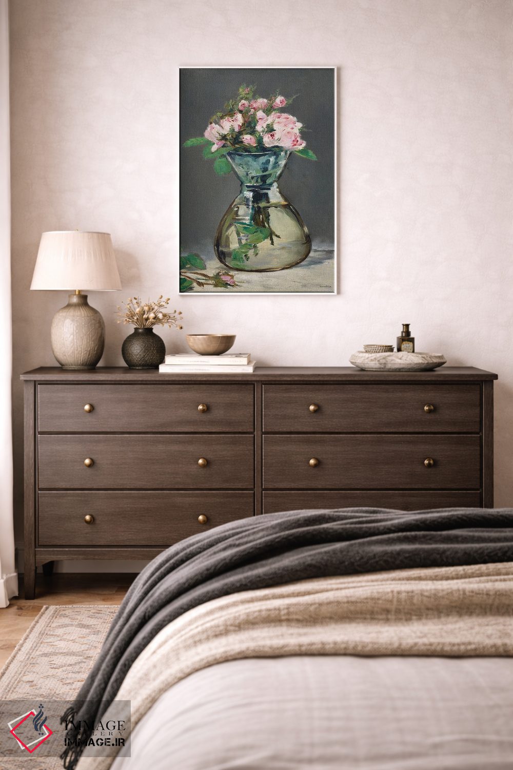 تابلو دکوراتیو رزهای صورتی آبرنگی اثر لترد اند لایند - D4W