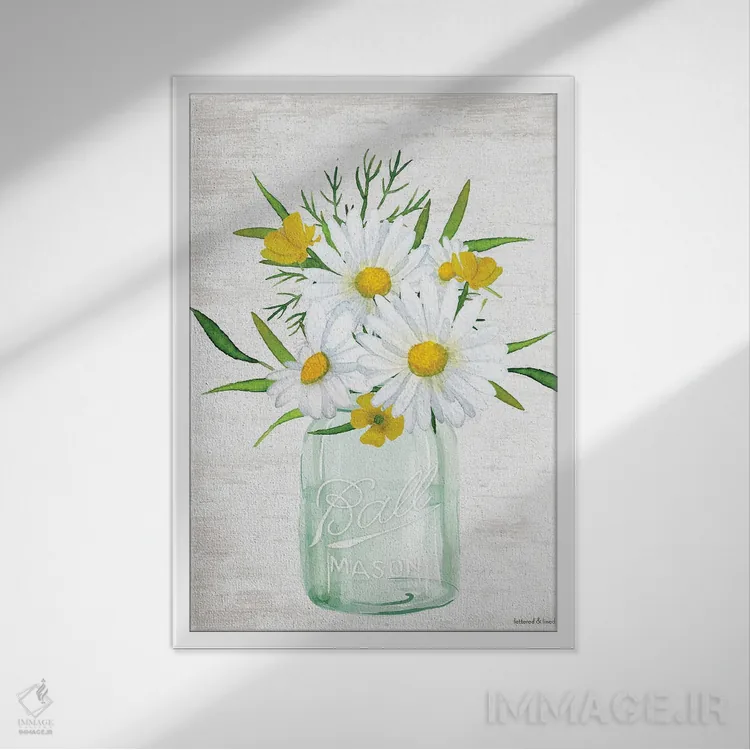 تابلو مدرن دسته گل گل ها III اثر لترد اند لایند - نمای قابدار سفید