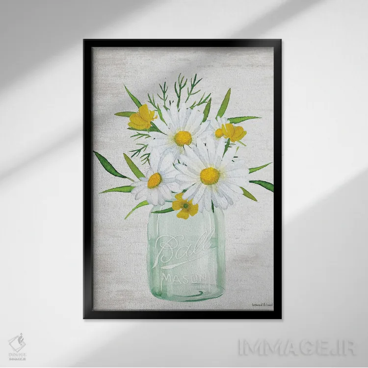 تابلو مدرن دسته گل گل ها III اثر لترد اند لایند - نمای قابدار مشکی