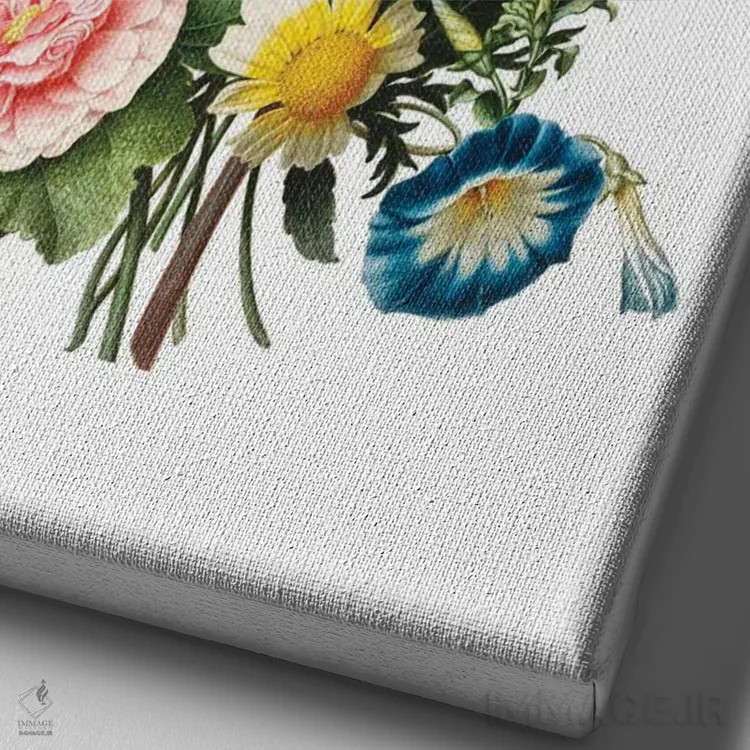 تابلو دکوراتیو گل های شکوفا اثر لترد اند لایند - نمای نزدیک بافت بوم