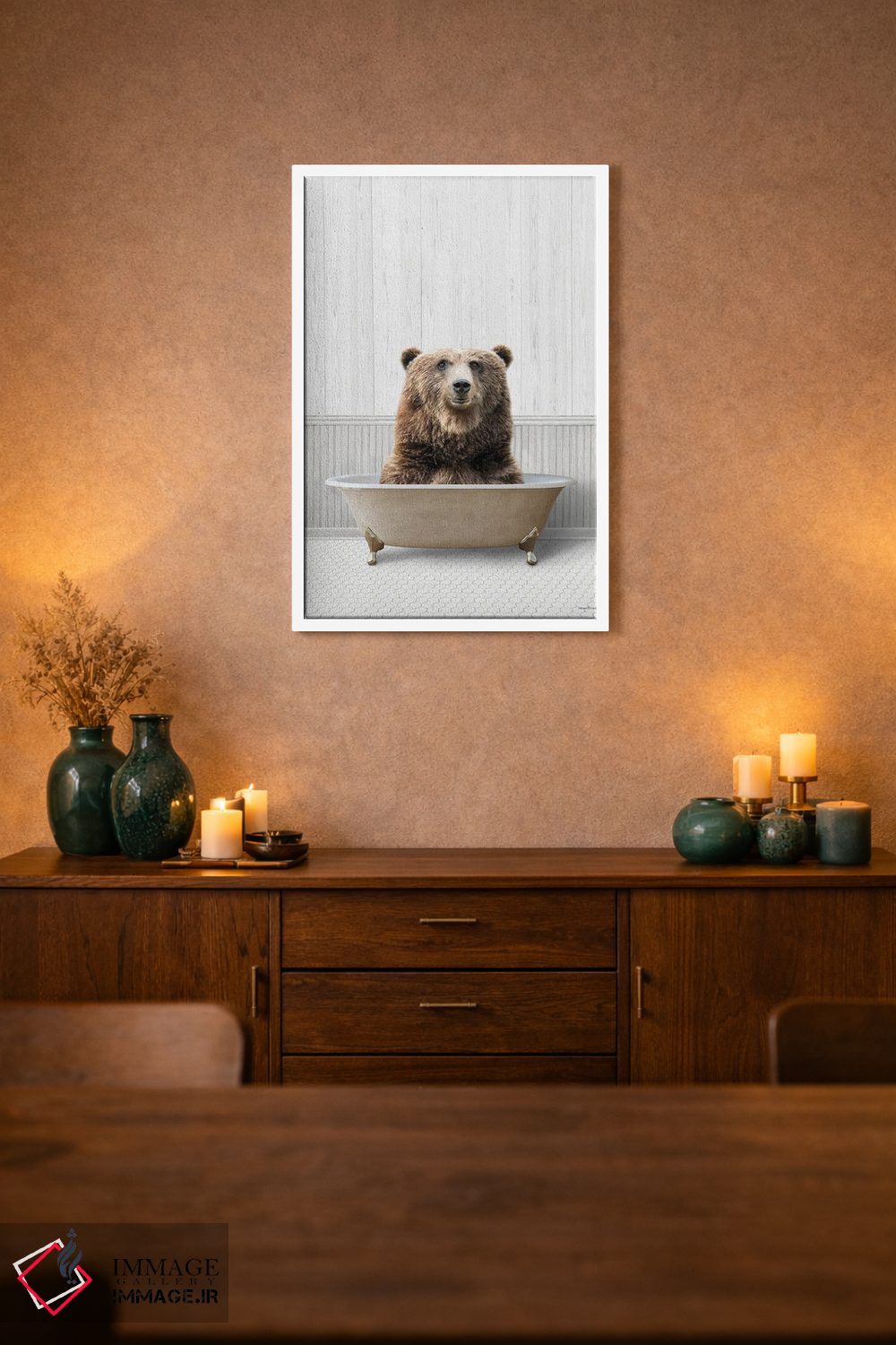 تابلو دکوراتیو خرس زمان حمام اثر لترد اند لایند - D1W