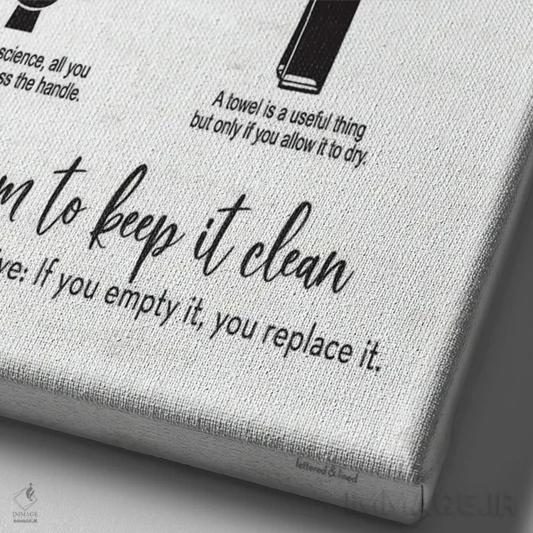 تابلو دکوراتیو راهنمای سرویس بهداشتی اثر لترد اند لایند - نمای نزدیک بافت بوم