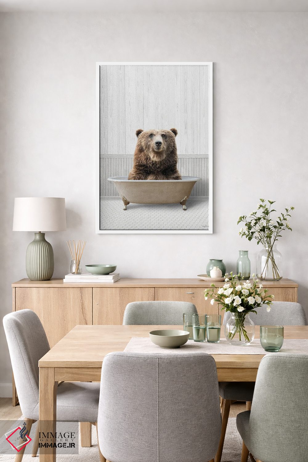 تابلو دکوراتیو خرس زمان حمام اثر لترد اند لایند - D5W