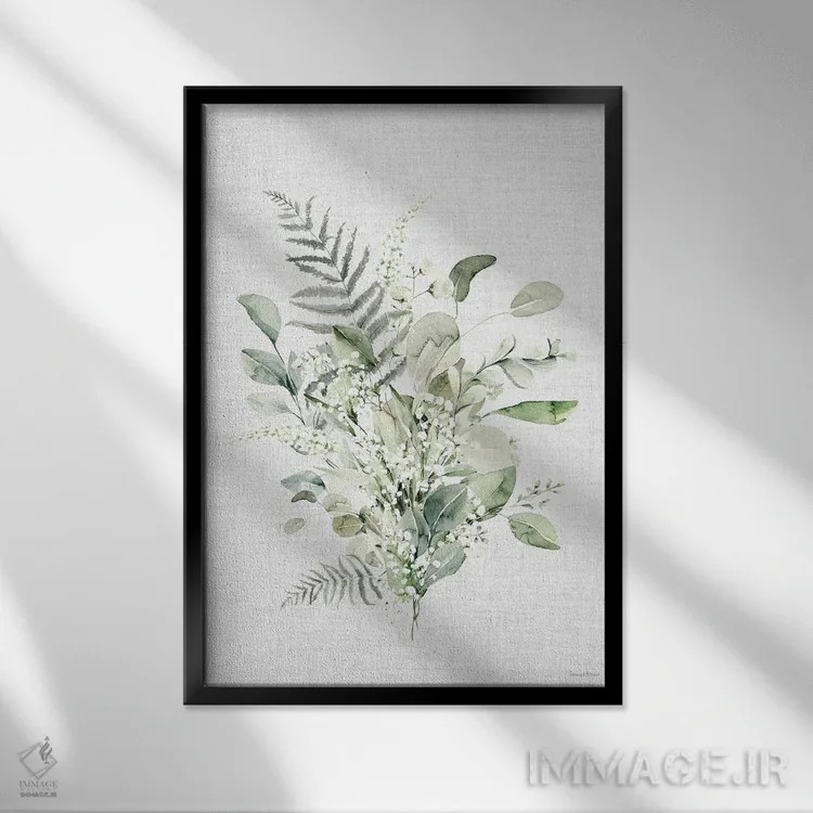 تابلو مینیمال پناهگاه برگدار VII اثر لترد اند لایند - نمای قابدار مشکی