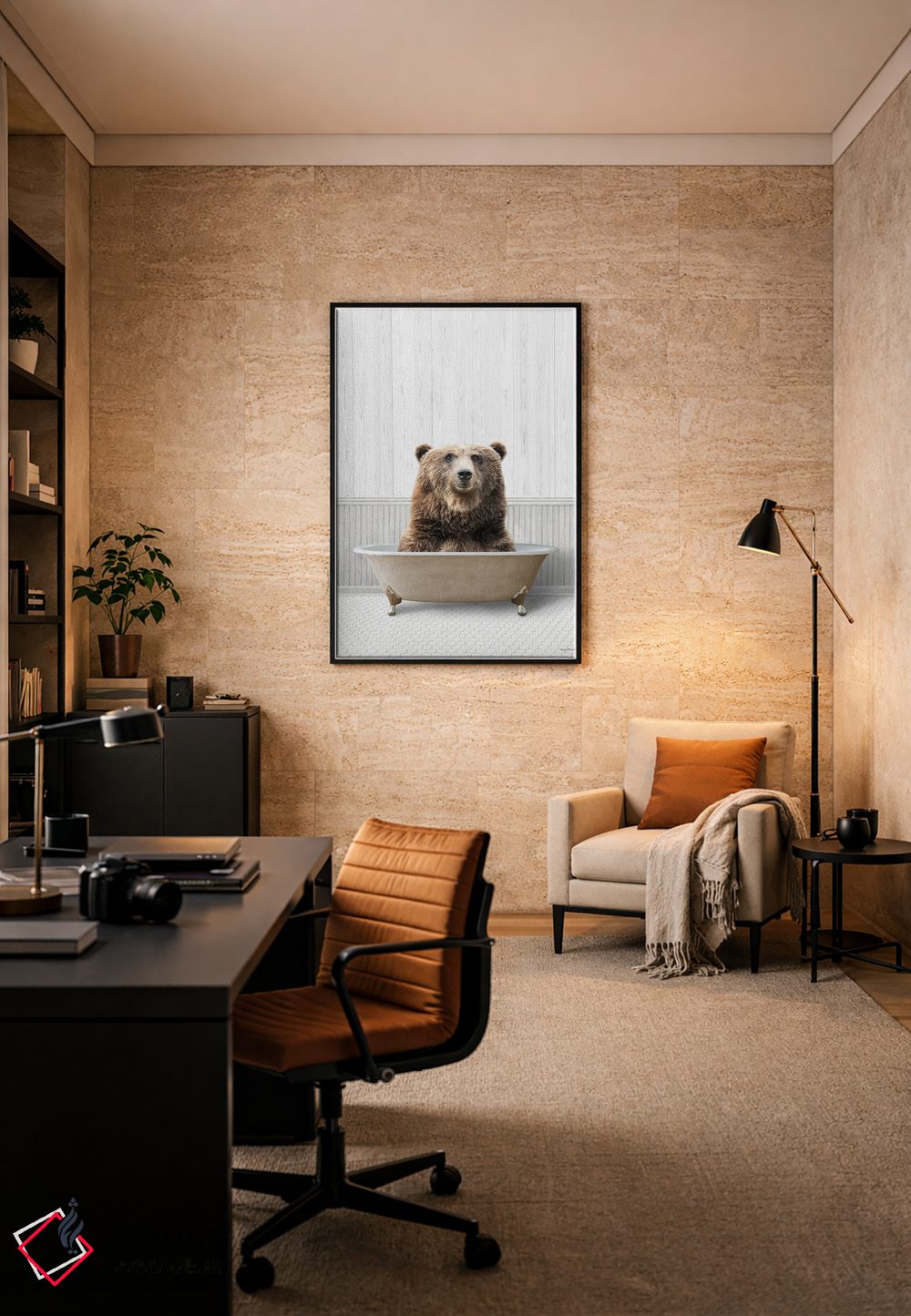 تابلو دکوراتیو خرس زمان حمام اثر لترد اند لایند - D6B
