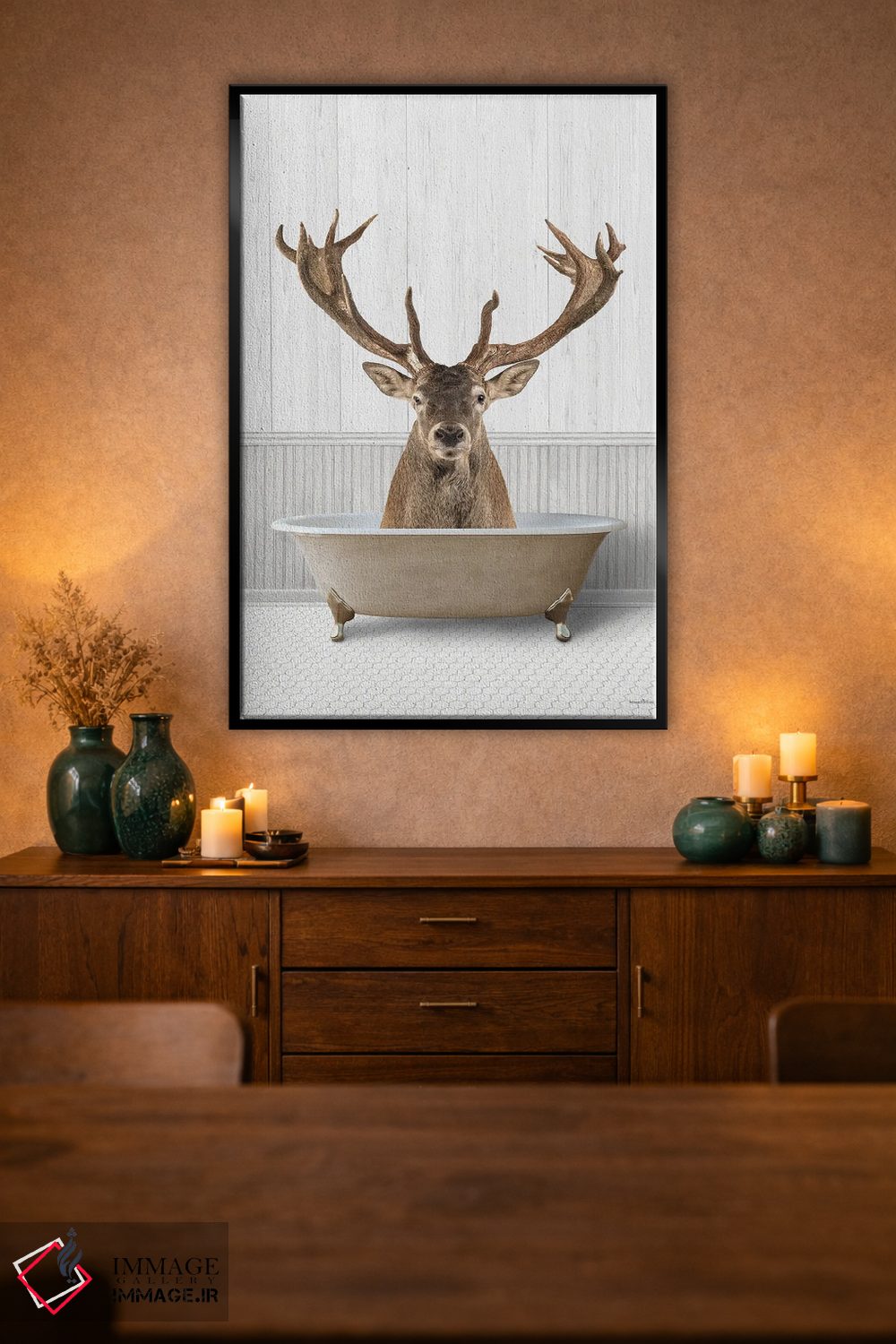 تابلو دکوراتیو گوزن زمان حمام اثر لترد اند لایند - D1B