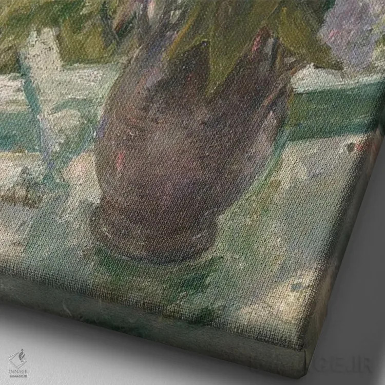 تابلو دکوراتیو یاس بنفش در نور اثر لترد اند لایند - نمای نزدیک بافت بوم