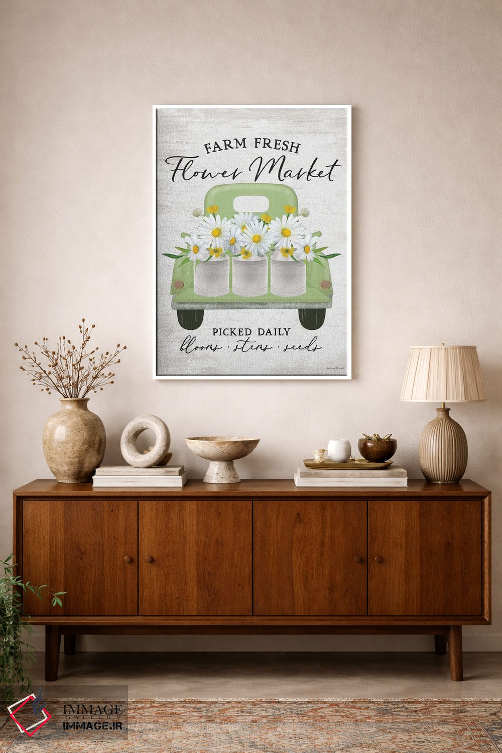 تابلو مدرن گل داوودی بازار گل اثر لترد اند لایند - D1W