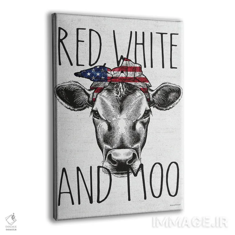 تابلو دکوراتیو White And Moo,قرمز، سفید و مااا اثر لترد اند لایند - نمای پرسپکتیو محصول