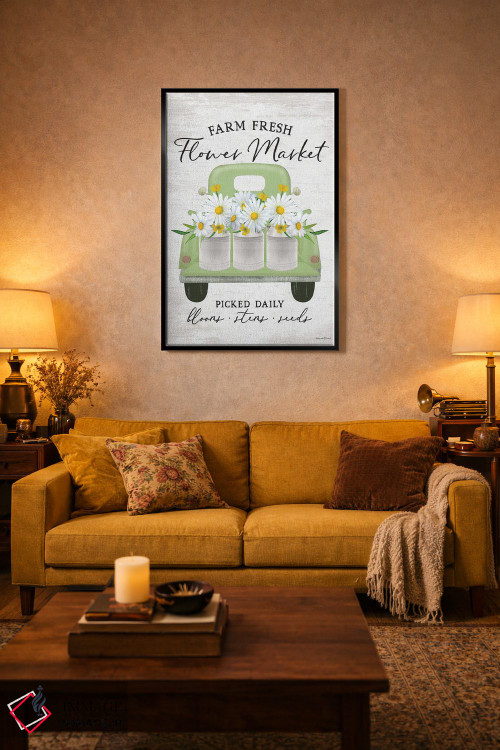 تابلو مدرن گل داوودی بازار گل اثر لترد اند لایند - D5B