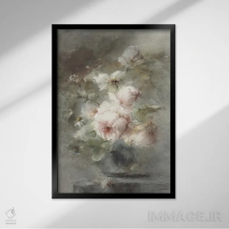 تابلو دکوراتیو دسته گل رز دنیای قدیم اثر لترد اند لایند - نمای قابدار مشکی