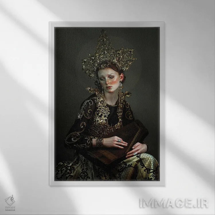 تابلو دکوراتیو نغمه سرا اثر لیلین لیو - نمای قابدار سفید