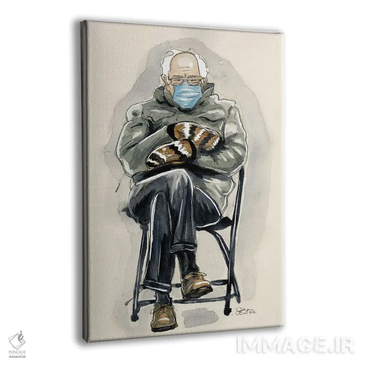 تابلو دکوراتیو برنی سندرز بی تفاوت اثر شان الموور - نمای پرسپکتیو محصول