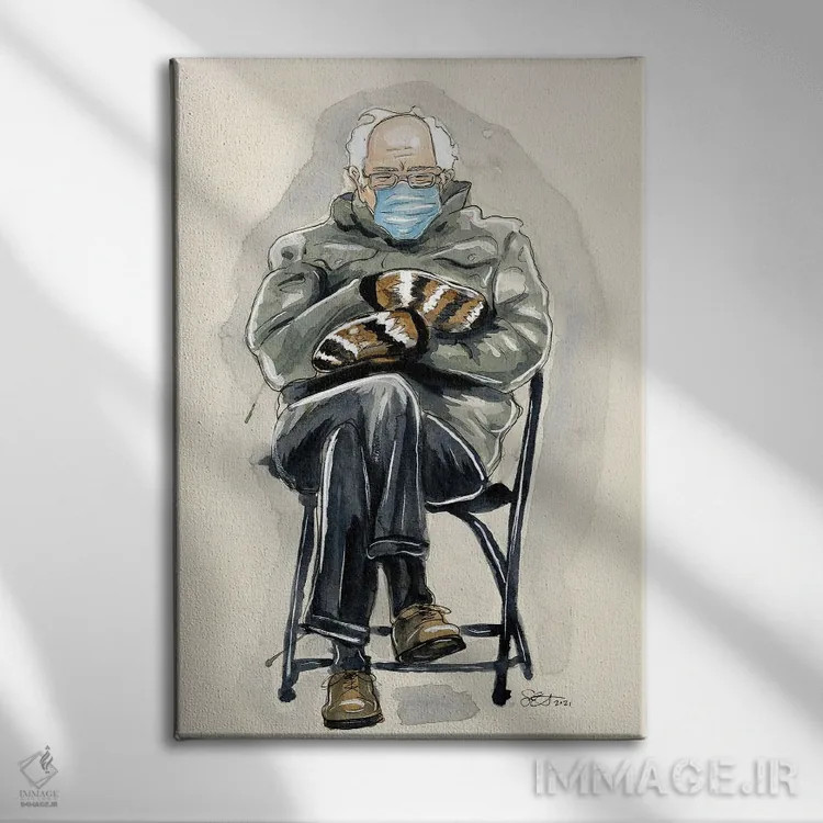 تابلو دکوراتیو برنی سندرز بی تفاوت اثر شان الموور - نمای روبهرو روی دیوار