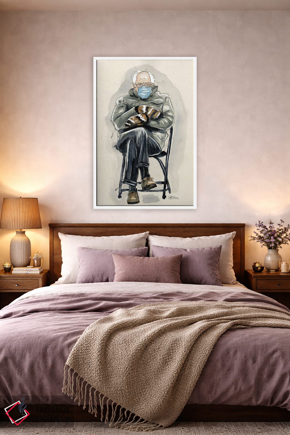 تابلو دکوراتیو برنی سندرز بی تفاوت اثر شان الموور - D3W