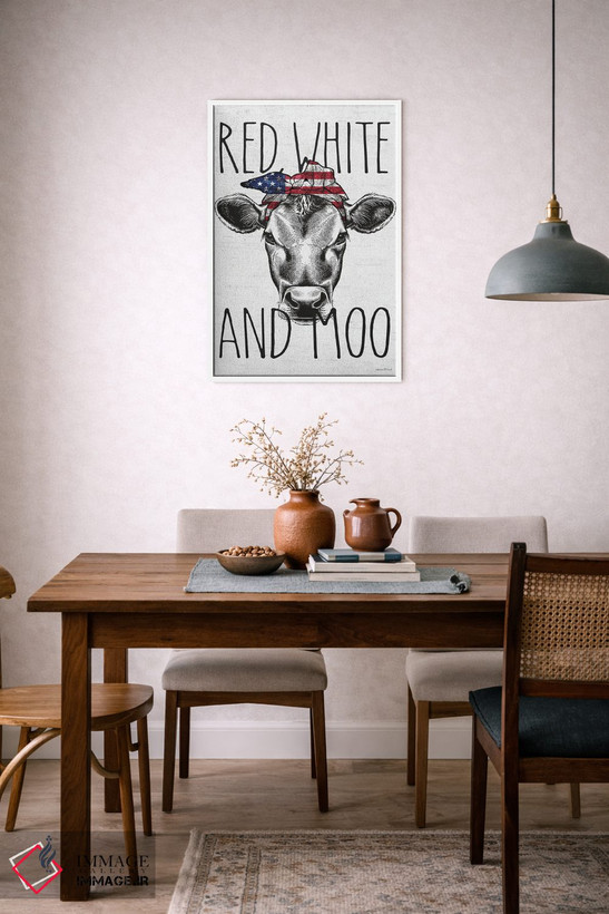 تابلو دکوراتیو White And Moo,قرمز، سفید و مااا اثر لترد اند لایند - D5W