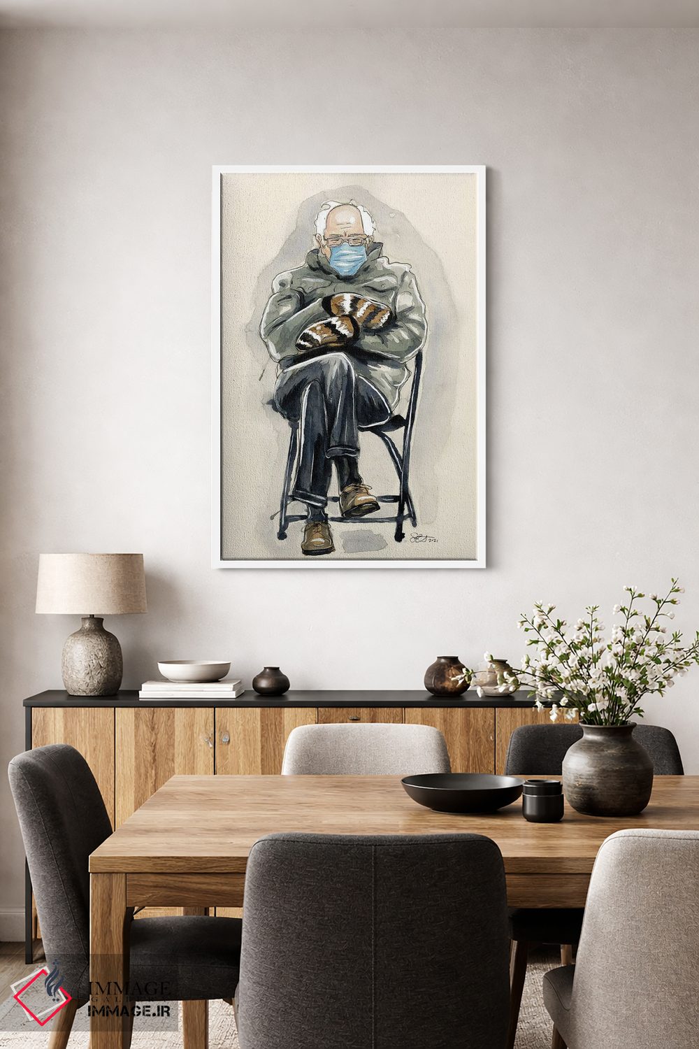 تابلو دکوراتیو برنی سندرز بی تفاوت اثر شان الموور - D4W