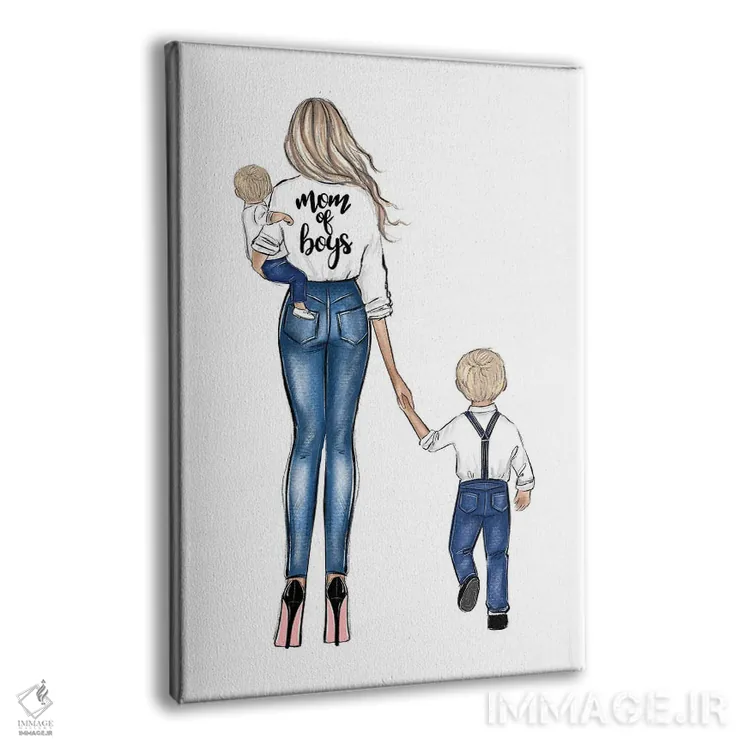 تابلو دکوراتیو مادر پسرها؛ بلوند اثر لالانا آرتس - نمای پرسپکتیو محصول