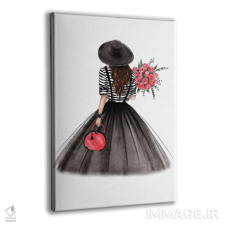 تابلو دکوراتیو حال و هوای پاریس؛ دختر مشکی مو اثر لالانا آرتس - نمای پرسپکتیو محصول