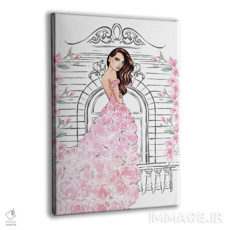 تابلو دکوراتیو لباس رز صورتی اثر لالانا آرتس - نمای پرسپکتیو محصول