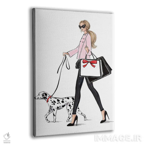 تابلو دکوراتیو دختر بور با سگ دالمیشن اثر لالانا آرتس - نمای پرسپکتیو محصول
