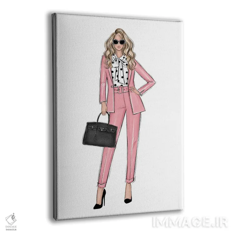 تابلو دکوراتیو رئیس دختر با لباس صورتی؛ بلوند اثر لالانا آرتس - نمای پرسپکتیو محصول