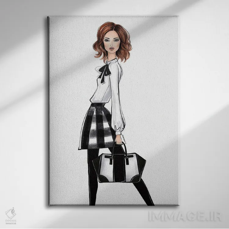 تابلو دکوراتیو لباس سیاه و سفید اثر لالانا آرتس - نمای روبهرو روی دیوار