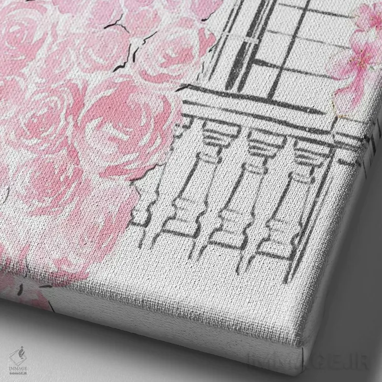 تابلو دکوراتیو لباس رز صورتی اثر لالانا آرتس - نمای نزدیک بافت بوم