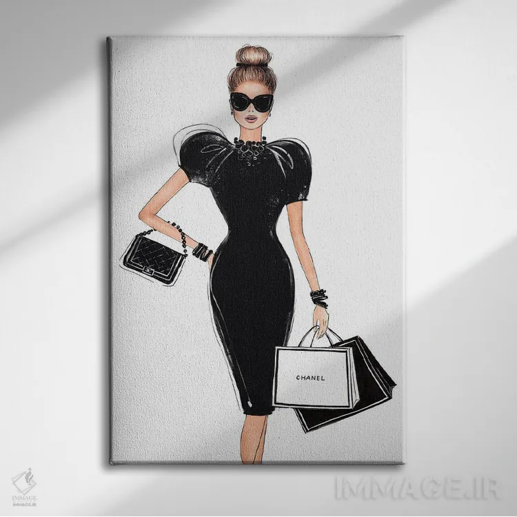 تابلو دکوراتیو خرید کردن با استایل اثر لالانا آرتس - نمای روبهرو روی دیوار