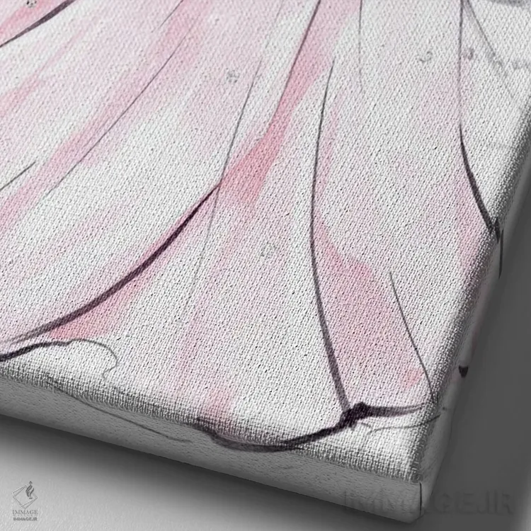 تابلو دکوراتیو دختر با دسته گل رز؛ مشکی مو اثر لالانا آرتس - نمای نزدیک بافت بوم