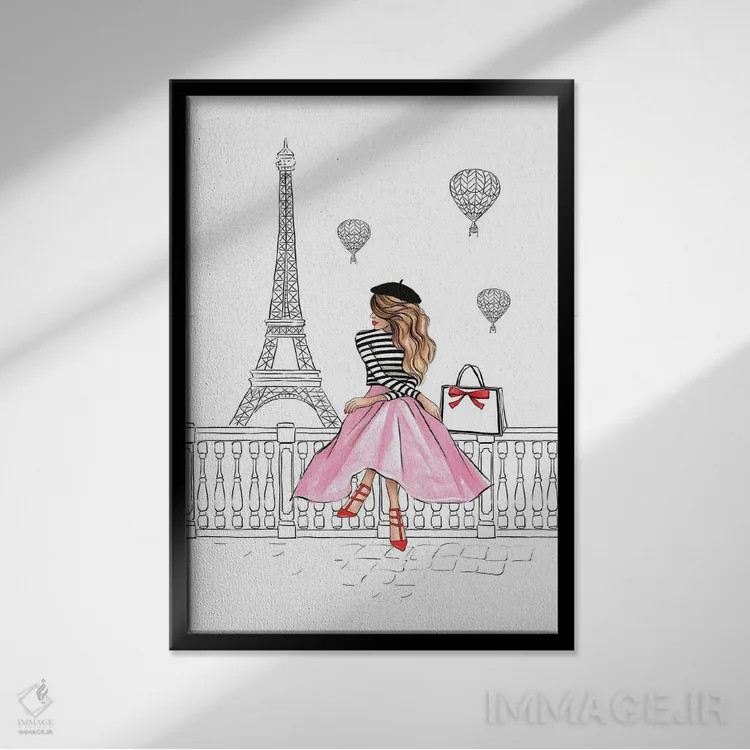 تابلو دکوراتیو پاریس اثر لالانا آرتس - نمای قابدار مشکی