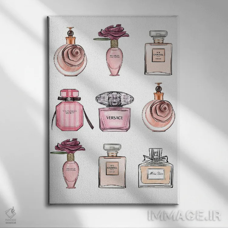تابلو دکوراتیو عطرها اثر لالانا آرتس - نمای روبهرو روی دیوار
