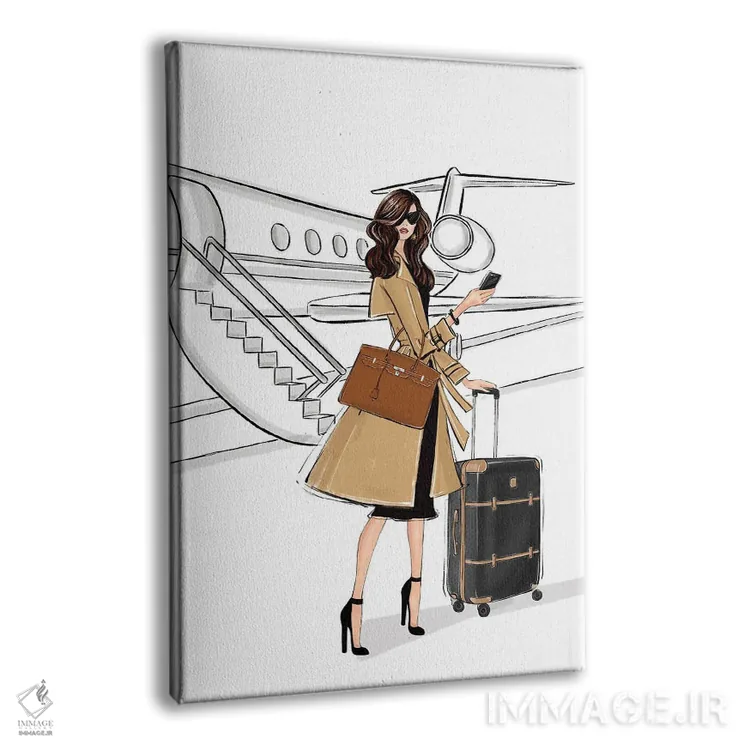 تابلو دکوراتیو سفر کاری؛ دختر مشکی مو اثر لالانا آرتس - نمای پرسپکتیو محصول