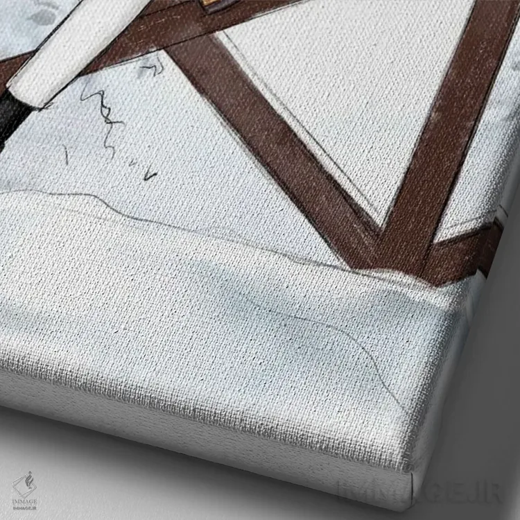 تابلو دکوراتیو کوه های سوئیس و دختر بلوند اثر لالانا آرتس - نمای نزدیک بافت بوم