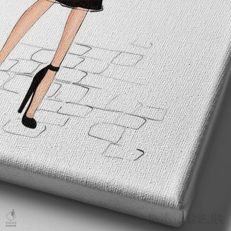 تابلو دکوراتیو تیپ در نیویورک؛ دختر مشکی مو اثر لالانا آرتس - نمای نزدیک بافت بوم