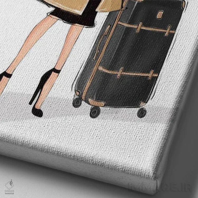 تابلو دکوراتیو سفر کاری؛ دختر بلوند اثر لالانا آرتس - نمای نزدیک بافت بوم