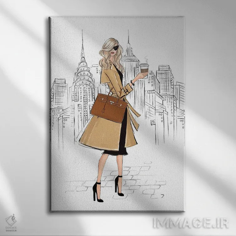 تابلو دکوراتیو تیپ در نیویورک؛ دختر بلوند اثر لالانا آرتس - نمای روبهرو روی دیوار