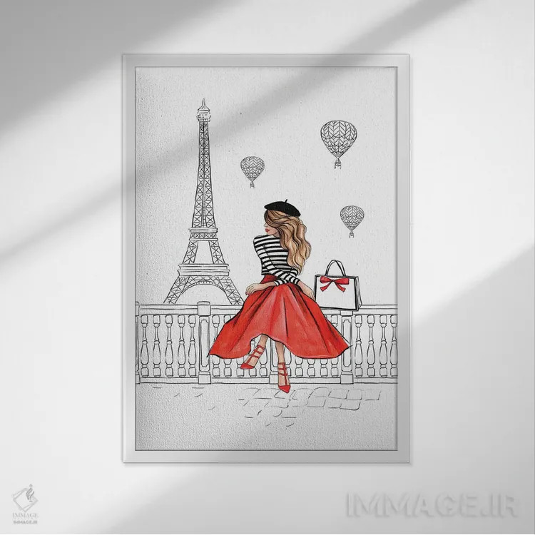 تابلو دکوراتیو پاریس ۲ اثر لالانا آرتس - نمای قابدار سفید